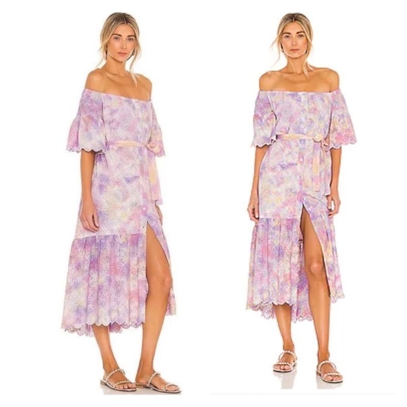 NWT SUNDRESS x Revolve Sandra Eyelet Off the Shoulder Midi Dress One Size - Picture 1 of 10